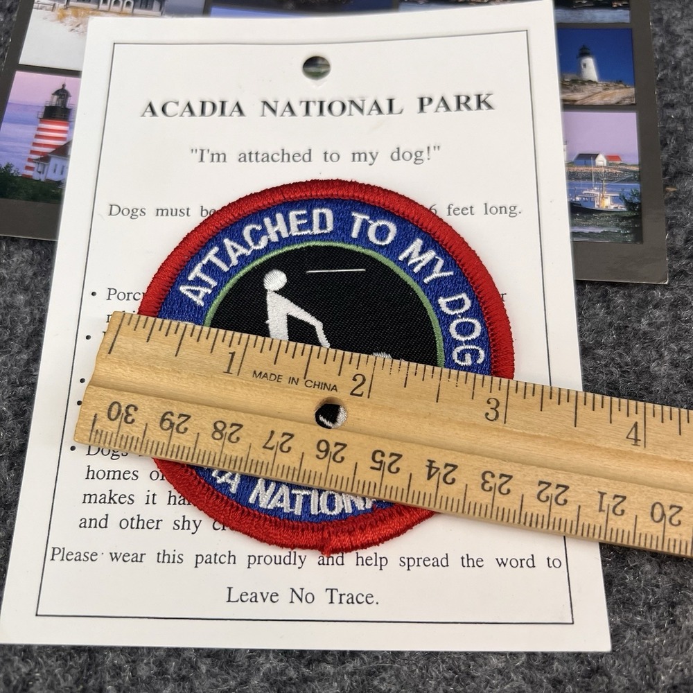 Acadia National Park 3" Iron On "I'm Attached To My Dog" Patch - Picture 6 of 7